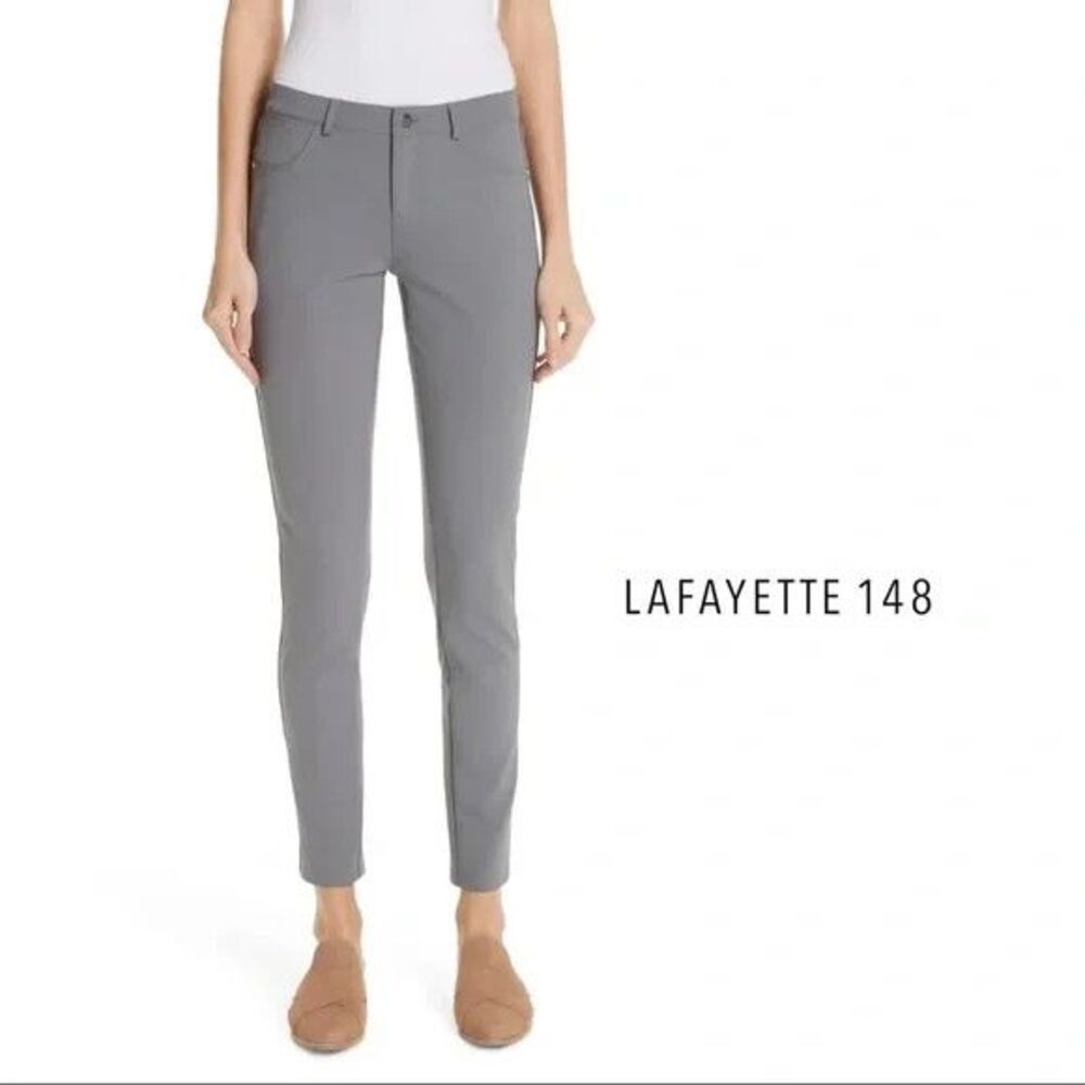 Lafayette 148 New York Acclaimed Stretch Mercer Skinny Pants Gray Womens Size 8 - Picture 2 of 9